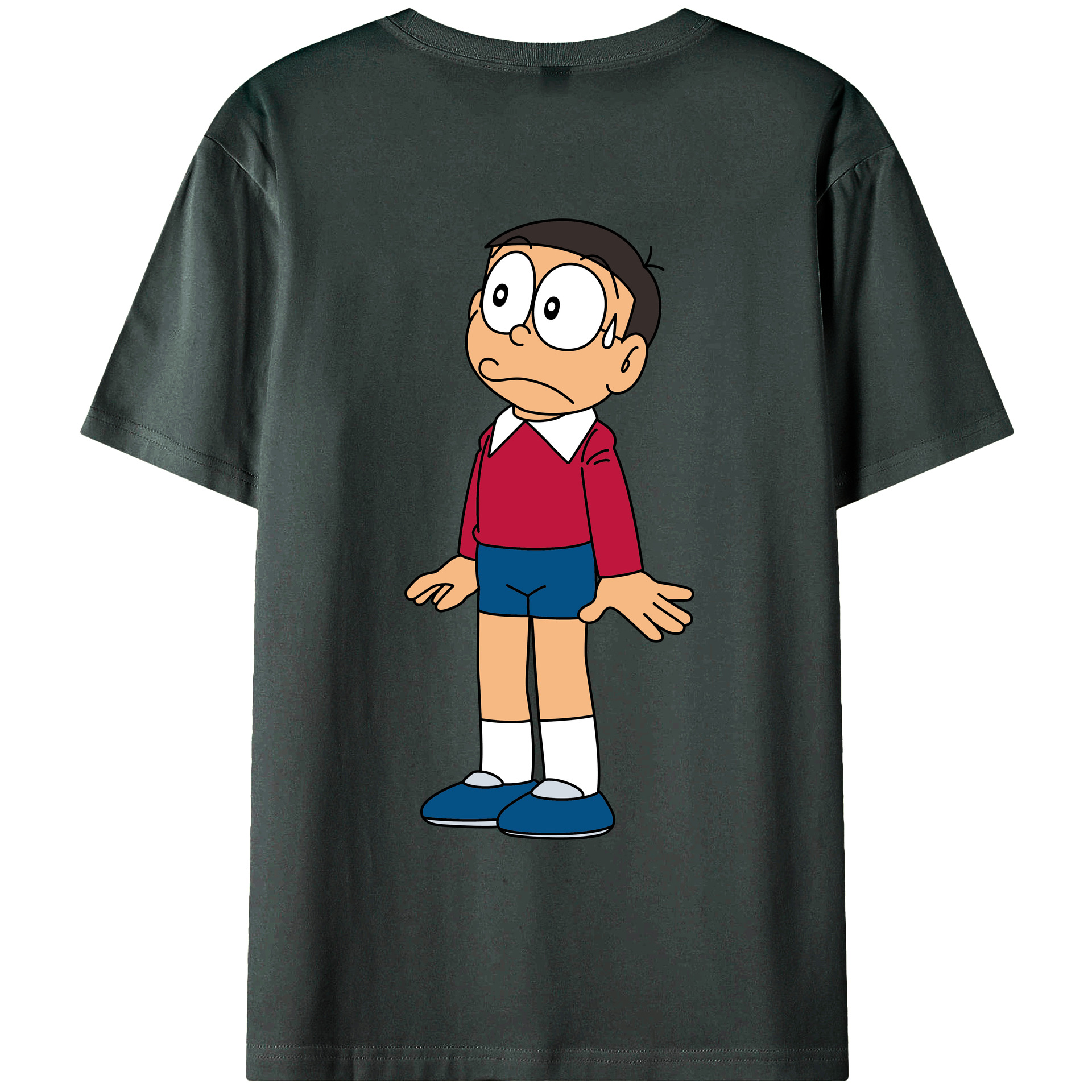 （画像用） ドラえもん 野比 のび太 Doraemon Nobita Nobi 綿100％ メンズ半袖Tシャツ（バックプリント） 通気性